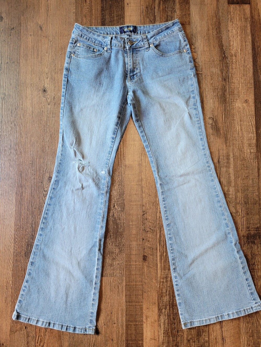 Y2K Angels Low Rise Flare Ramie Cotton Blend Denim Jeans